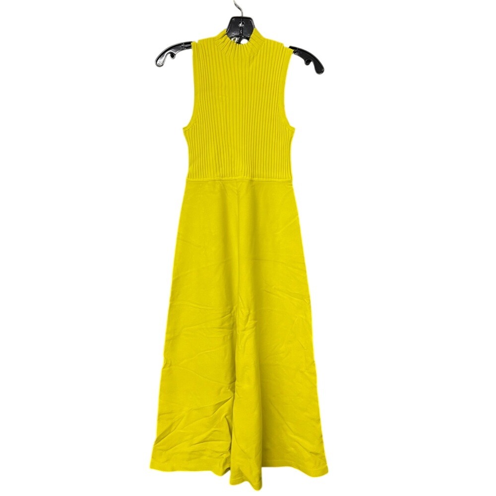 Theory Compact Rib DR 3 Dres sBright Lime Glossed Sleeveless NWT Midi dress sz M